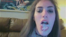 Webcam Teen Playing with Cum in Mouth