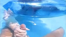 Nasty Wifey Give Husband Handjob In Pool Underwater & Make Him Cum Underwater